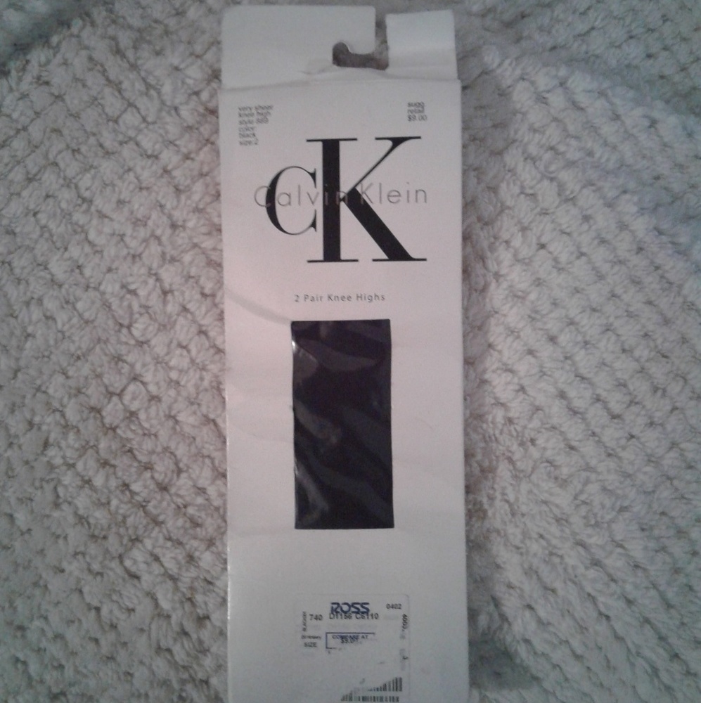 NEW Calvin Klein Knee Highs, Size 2 (L/XL), Black